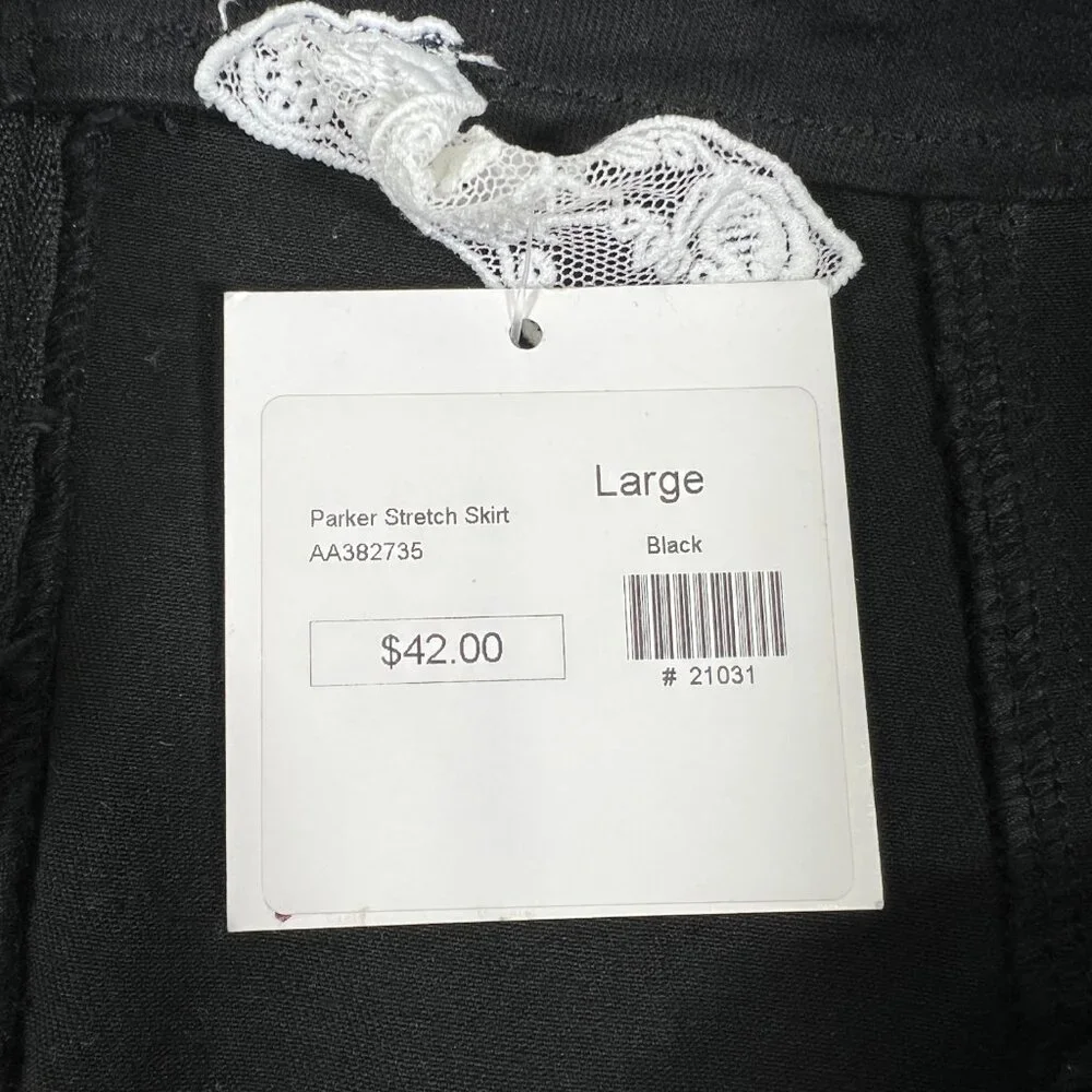 NWT Parker Womens Black Back Zip Denim Mini Stretch Skirt Size Large - Picture 4 of 9